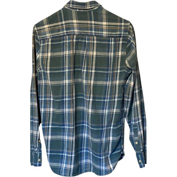Lucky Brand Blue Green Plaid Pearl Snap L/S Shirt Men's Medium - Picture 2 of 6